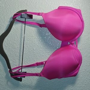 32DD Victoria Secret gray tag neon pink Demi bra underwire